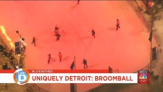 Uniquely Detroit Broomball takes over Downtown ice rink [upl. by Woodberry]