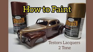 How to Paint a model car body with Testors Extreme Lacquers and 2 tone a body Repair and Polish [upl. by Arrotal]