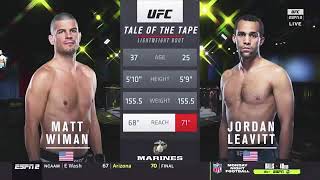 UFC Jordan Leavitt vs Matt Wiman [upl. by Novyat699]