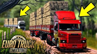 Comboio de TRITREM sofreu na ESTRADA DE TERRA COM ATOLEIROS  EURO TRUCK SIMULATOR 2 [upl. by Aynor]