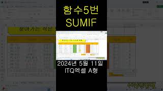 🌱ITQ엑셀 💚2024년 5월 11일 A형 함수5번SUMIF [upl. by Manthei]