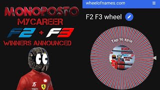 Monoposto MyCareer F2  F3 WINNERS ANNOUNCED [upl. by Tanaka]