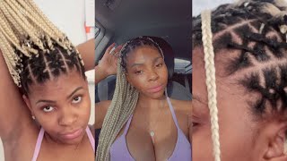 Criss Cross Rubber Band Knotless Box Braids  No Tension [upl. by Anialeh]