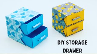 DIY MINI PAPER DRAWERS  PAPER CRAFT SMALL ORIGAMI STORAGE BOX DIY  DESK ORGANIZER DRAWER [upl. by Harlamert]