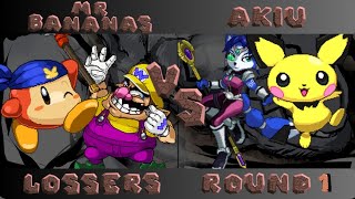 Steelex Perymeter  Mr Bananas Bandana Dee Wario Vs Akiu Kristal Pichu  Lossers Round 1 [upl. by Lagas]