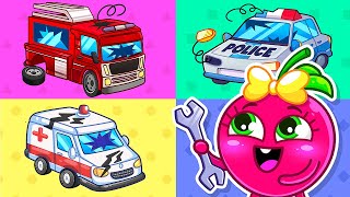 Lets Repair Fire Truck Police Car and Ambulance 🚑🔥🚓 animation kids [upl. by Frech]