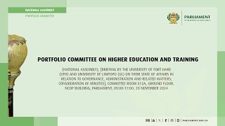 Portfolio Committee on Higher Education and Training 20 November 2024 [upl. by Anabella]