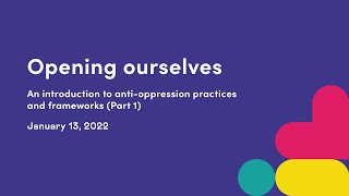 Opening ourselves An introduction to antioppression practices and frameworks 12  Jan 13 2022 [upl. by Lewis108]