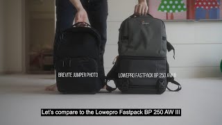 Comparison Brevite Jumper Photo to Lowepro Fastpack BP250 AW III [upl. by Sanfred]