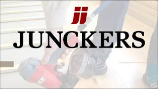 Junckers Installationvideo  Installation of wooden floors with nailgun [upl. by Yelkao]