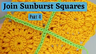 How to Join Mini Sunburst Granny Squares with a Slip Stitch  Part 4 [upl. by Litton]