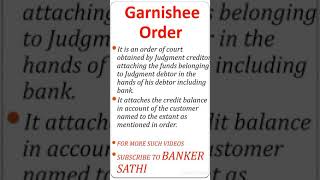 Garnishee order Garnishee order in banking  shortsbankersathi [upl. by Queena]