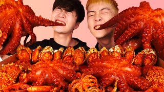 ENG SUBSpicy Octopus Seafood Boil EatWith My Best FriendMukbang🐙Korean ASMR 후니 Hoony Eatingsound [upl. by Meier]