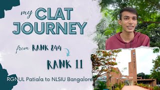 CLAT Journey from Rank 844 to Rank 11  RGNUL Patiala to NLSIU Bangalore  Drop Year [upl. by Neidhardt]