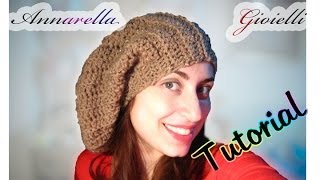 Tutorial cappello lungo uncinetto  How to crochet a slouchy hat [upl. by Welcy]