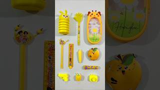 Elegant Yellow Stationery Items Pencil Case Pen Sharpener Eraser stationery backtoschool pen [upl. by Valleau]