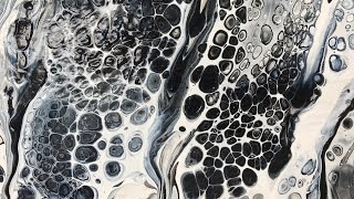 Acrylic Pour Painting Easy Swipe Technique In Classic Black amp White [upl. by Boatwright]