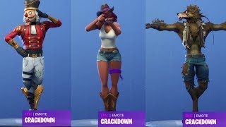 Fortnite CRACKDOWN Emote With CrackShot And All Fortnite Skins [upl. by Recor433]