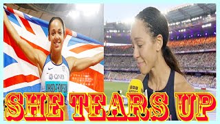 Katarina JohnsonThompson overwhelmed as she tears up during BBC Olympics interview [upl. by Balas]