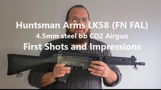 Huntsman Arms LK58 FN FAL 45mm CO2 Airgun First Shots and Impressions [upl. by Kemppe]