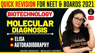 Biotechnology Class 12  Molecular diagnosis ELISA amp Autoradiography  Class 12 Board Exam 2021 [upl. by Queston]