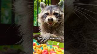 Raccoon stealing cat food animals love shorts [upl. by Anatole]