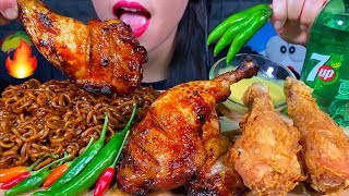 ASMR BBQ CHICKEN BLACK BEAN NOODLES FRIED CHICKEN CHILI 먹방 MUKBANG MASSIVE Eating sounds [upl. by Schaffer950]