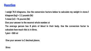 I weigh 765 kilograms Use the conversion factors below to calculate my weight in stone [upl. by Airual645]