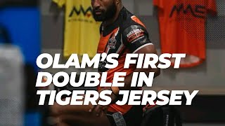 Justin Olam scored a double for the Tigers  NRL Round 4  2024 justinolam nrl2024 [upl. by Donnell]