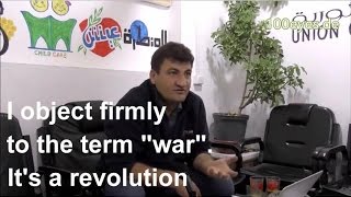 Interview with Raed Fares Union of Revolutionary Bureaus Kafranbel Syria [upl. by Arno]