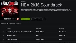 Notícias 06  NBA 2K16  Divulgada a tracklist do jogo áudios disponíveis pra ouvir [upl. by Rooker]