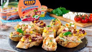 Mix de bruschete cu Insalatissime RIO Mare  o gustare rapidă sănătoasă și delicioasă  SavurosTV [upl. by Eyahc]