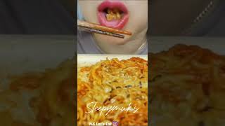 asmr cheesy samyang noodles fish cake  NE LETS EAT mukbang eating sounds shorts [upl. by Bertina]