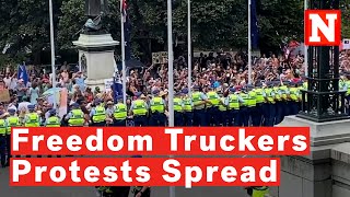 Canadian Freedom Truckers Protests Spread Across The World [upl. by Sherlocke]