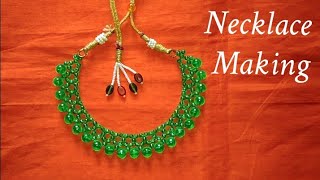 DIY Pearls and Beads Necklace Making at home  Jewellery Making  How to make [upl. by Fremont937]