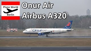 Onur Air Airbus A320 landing and reverse thrust in Berlin TXL [upl. by Zadoc]