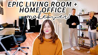 INCREDIBLE Living Room  Entertaining Space  Home Office Makeover [upl. by Enelym782]