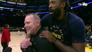 DeAndre Jordan interrupts Michael Malones interview to congratulate him on Nuggets wins record 🙌 [upl. by Madeline456]