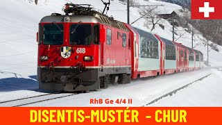 Cab Ride Glacier Express DisentisMustér  Chur Rhaetian Bahn Switzerland train drivers view 4K [upl. by Deragon]