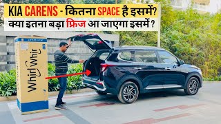 KIA CARENS में इतना बड़ा फ्रिज आ जाएगा  Interior Space Test [upl. by Harikahs604]