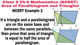 ch9 NCERT Example 2 class 9  Area of parallelogram and triangle  NCERT Mathematics [upl. by Thorlie]