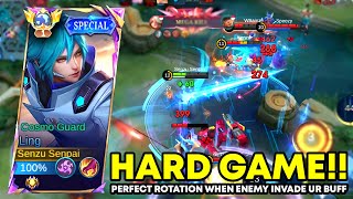 LING HARD GAME INTENSE MATCH LING MUST CARRY THE TEAM FOR GET PERFECT WIN Mobile Legends [upl. by Rexanna612]