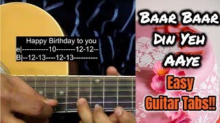 Happy Birthday  Baar Baar Din Ye Aaye Guitar Tabs Tutorial  Shubham Joshi [upl. by Bahner]