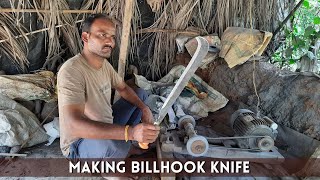 Incredible Skills Of Making BILLHOOK KNIFE  Street Side Worker Making Billhook  Traditional weapon [upl. by Vona]