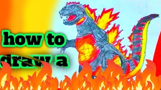 how to draw a Godzilla drawing easy stepbystep from Aditya art25 a [upl. by Adelpho506]