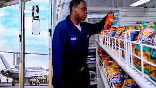 How US Navy Sailors Shop Inside An Aircraft Carrier [upl. by Prud]