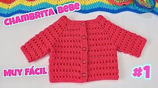 Saquito Tejido a Crochet Para bebe MUY FACIL para principiantes 1 [upl. by Notkcorb]