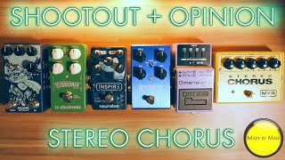 Shootout  Opinion STEREO CHORUS PEDALS feat MXR Boss Source Audio Neunaber Walrus TC Ele [upl. by Susy]