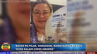 BAYAN NG PILAR SORSOGON NAMAYAGPAG SA 2024 TATAK KALAHICIDSS AWARDSquot [upl. by Addi]