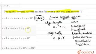 Tetragonal crystal system has the following unit cell dimensions [upl. by Keffer]